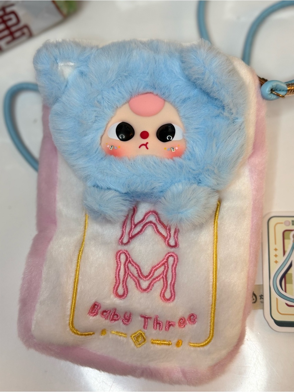 Baby Three Phone case Crossbody Bag with Pink & White Accent